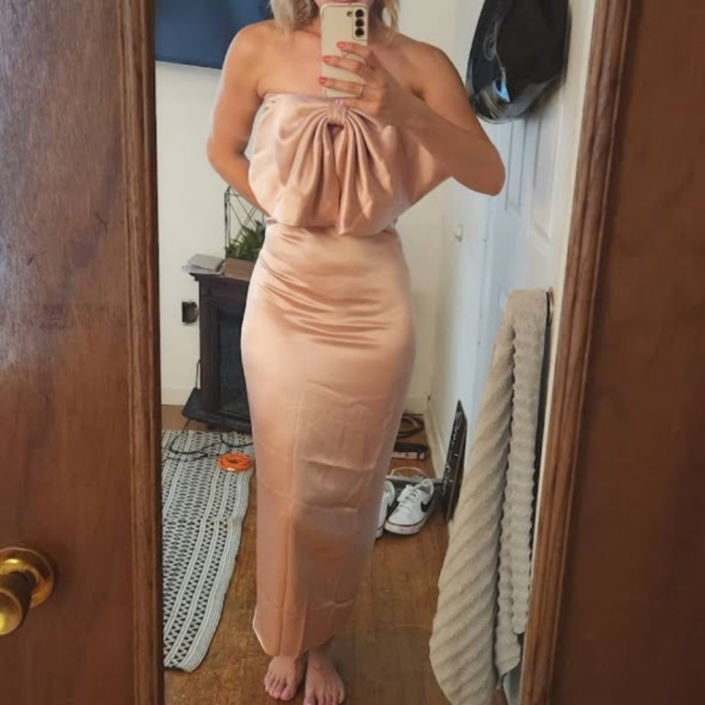 Ronny Kobo Selina Strapless Bow Midi Dress